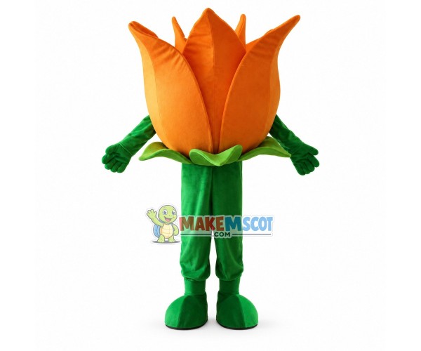 Bright Orange Tulip Mascot Costume Bright Orange Tulip Mascot Costume