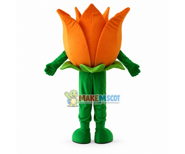Bright Orange Tulip Mascot Costume Bright Orange Tulip Mascot Costume