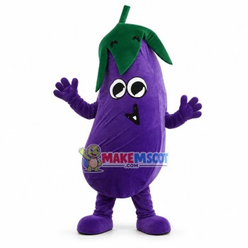 Crumpled Purple Eggplant Mascot Costume Crumpled Purple Eggplant Mascot Costume