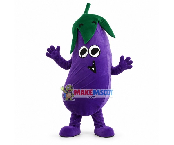 Crumpled Purple Eggplant Mascot Costume Crumpled Purple Eggplant Mascot Costume