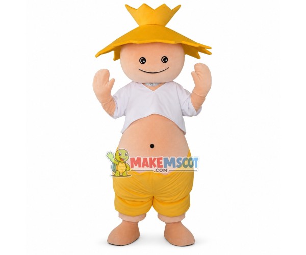 Country Boy With Bare Belly Mascot Costume Country Boy With Bare Belly Mascot Costume