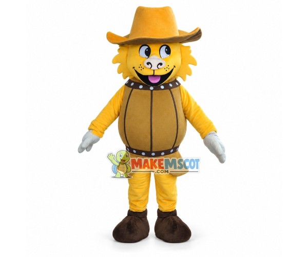 Dragon Cowboy With Barrel Body Mascot Costume