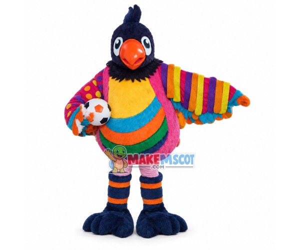 The Parrot With Rainbow Color Mascot Costume The Parrot With Rainbow Color Mascot Costume