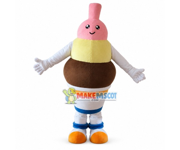 Three-color Ice Cream of Fresh Milk Mascot Costume Three-color Ice Cream of Fresh Milk Mascot Costume