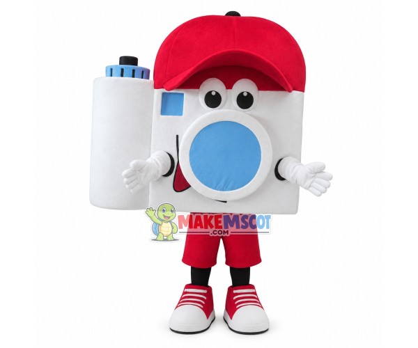 Portable White Camera Mascot Costume