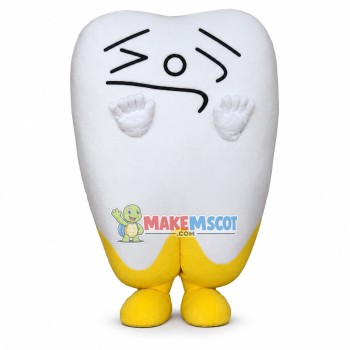 Funny Cartoon Tooth With Scared Look Mascot Costume