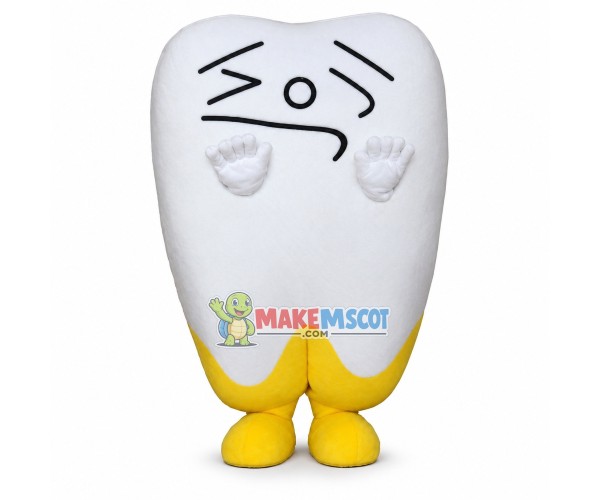 Funny Cartoon Tooth With Scared Look Mascot Costume Funny Cartoon Tooth With Scared Look Mascot Costume