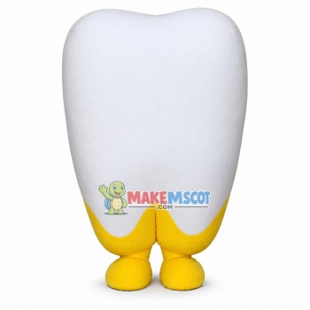Funny Cartoon Tooth With Scared Look Mascot Costume