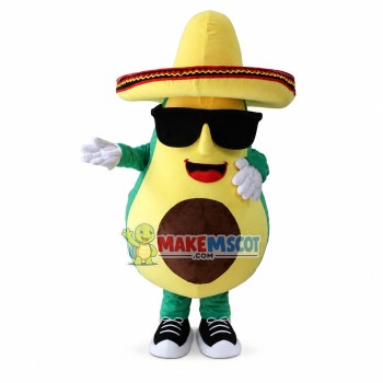 Avocado Wearing Sunglasses Cartoon Mascot Costume Avocado Wearing Sunglasses Cartoon Mascot Costume