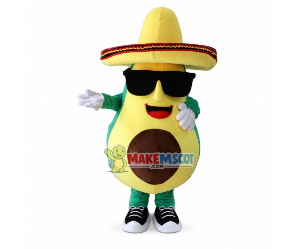 Avocado Wearing Sunglasses Cartoon Mascot Costume Avocado Wearing Sunglasses Cartoon Mascot Costume
