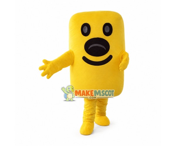 Long Shaped Yellow Doll Cartoon Mascot Costume Long Shaped Yellow Doll Cartoon Mascot Costume