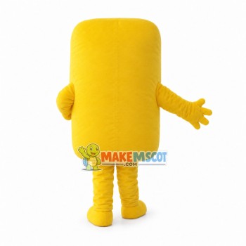 Long Shaped Yellow Doll Cartoon Mascot Costume Long Shaped Yellow Doll Cartoon Mascot Costume