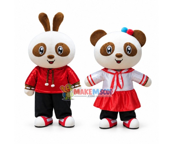 Likable Brown Baby Panda Cartoon Mascot Costume Likable Brown Baby Panda Cartoon Mascot Costume