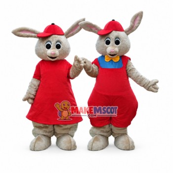 Lively Easter Bunny In The Couple Suit Mascot Costume Lively Easter Bunny In The Couple Suit Mascot Costume
