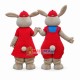 Lively Easter Bunny In The Couple Suit Mascot Costume Lively Easter Bunny In The Couple Suit Mascot Costume