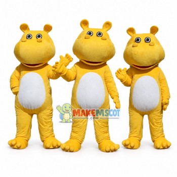 Bright Yellow Hippo Adult Mascot Costume