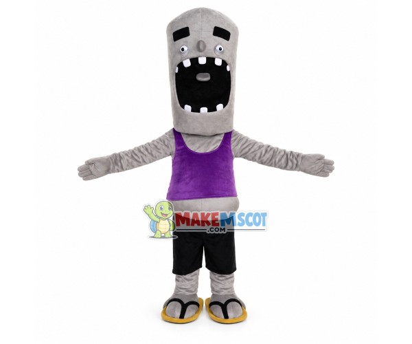 Sloppy Zombie Bronze Man Mascot Costume
