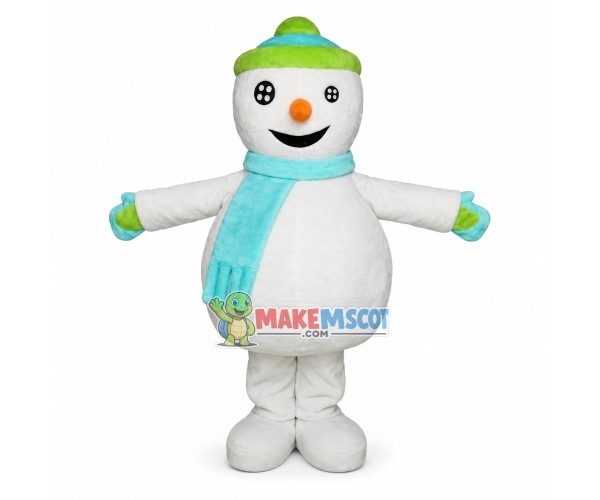 Vivid Snowman With Button Eyes Mascot Costume Vivid Snowman With Button Eyes Mascot Costume