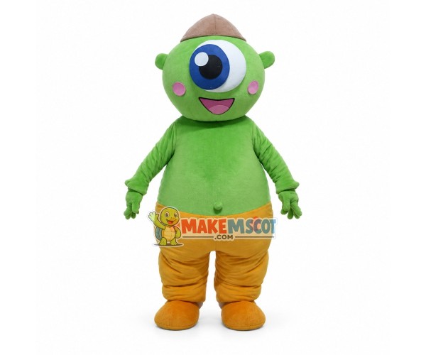 Green One-eyed Monster Cartoon Mascot Costume Green One-eyed Monster Cartoon Mascot Costume