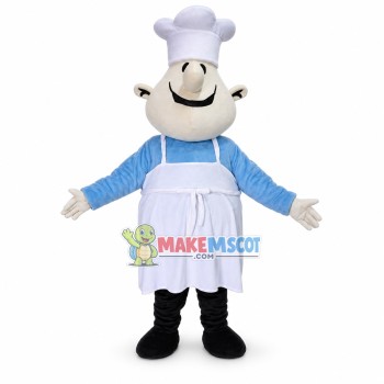 Fat Chef With Smile Mascot Costume Fat Chef With Smile Mascot Costume