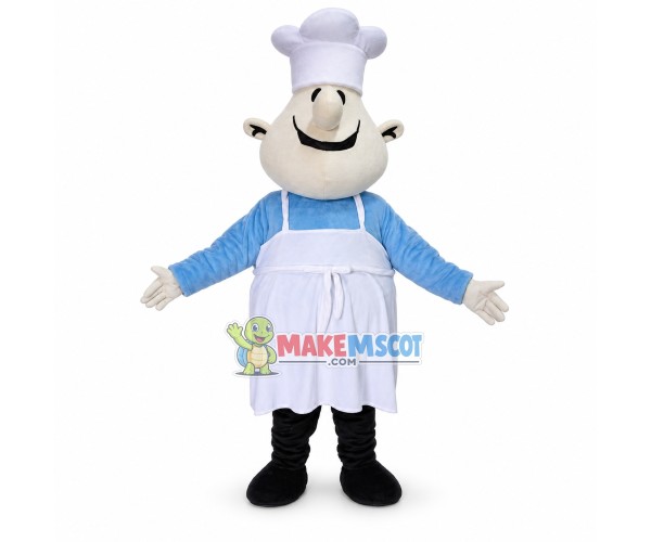 Fat Chef With Smile Mascot Costume Fat Chef With Smile Mascot Costume