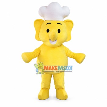 Little Yellow Elephant Chef Mascot Costume Little Yellow Elephant Chef Mascot Costume