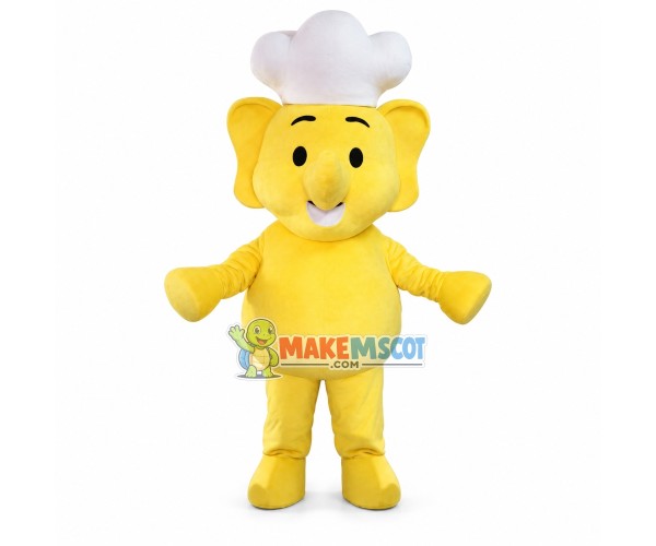 Little Yellow Elephant Chef Mascot Costume Little Yellow Elephant Chef Mascot Costume