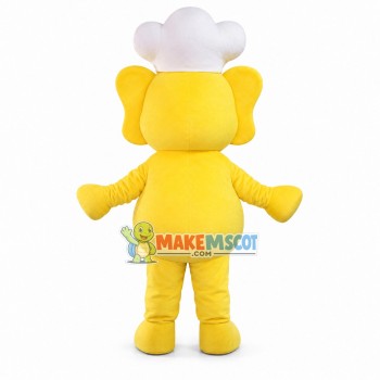 Little Yellow Elephant Chef Mascot Costume