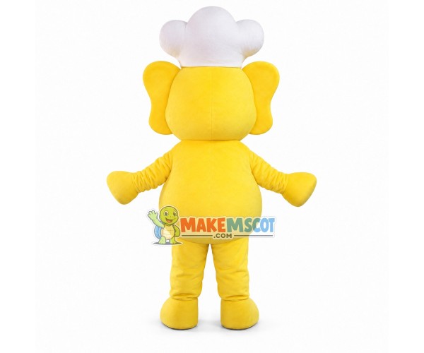 Little Yellow Elephant Chef Mascot Costume Little Yellow Elephant Chef Mascot Costume