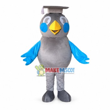 Learned Gray Doctor Bird Mascot Costume Learned Gray Doctor Bird Mascot Costume