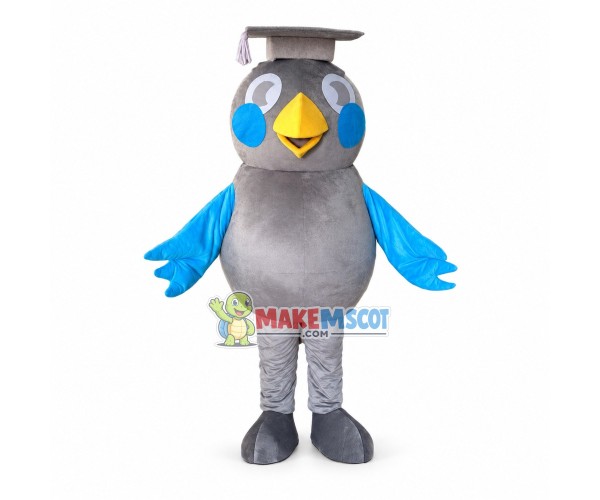 Learned Gray Doctor Bird Mascot Costume Learned Gray Doctor Bird Mascot Costume