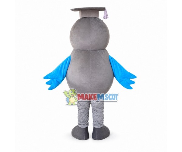 Learned Gray Doctor Bird Mascot Costume