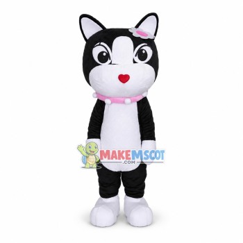 Beautiful Pet Cat With Pink Collar Mascot Costume