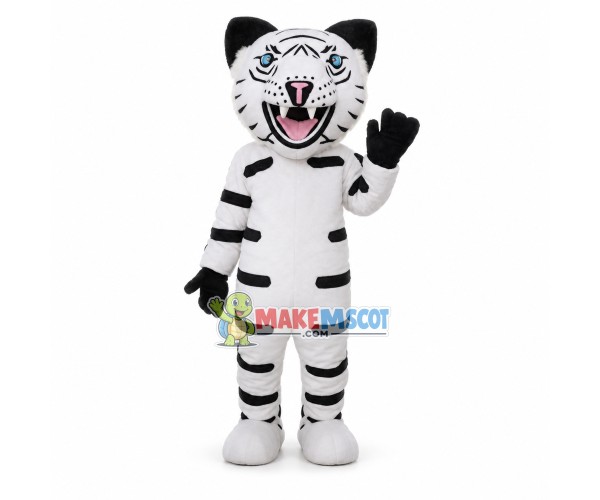 Customized Ferocious White Tiger Mascot Costume Customized Ferocious White Tiger Mascot Costume