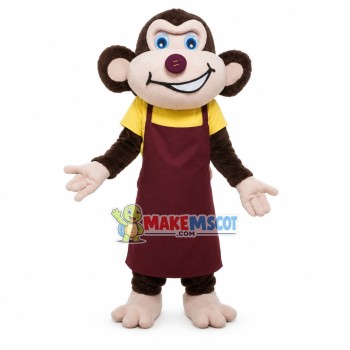 Working Monkey Wearing Apron Mascot Costume Working Monkey Wearing Apron Mascot Costume