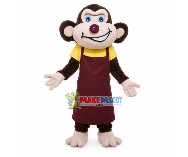 Working Monkey Wearing Apron Mascot Costume Working Monkey Wearing Apron Mascot Costume