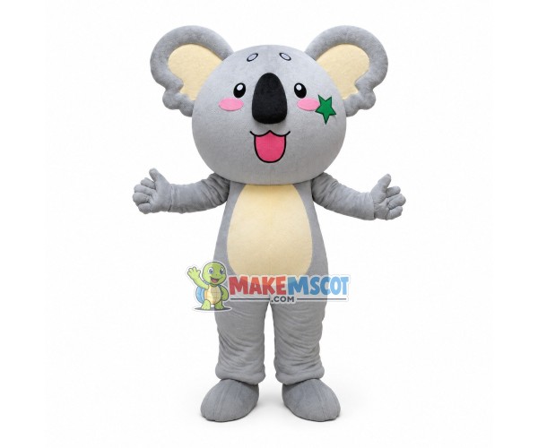 Anxious Gray Star Koala Mascot Costume