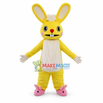 Panic Rabbit In Pink Slippers Mascot Costume