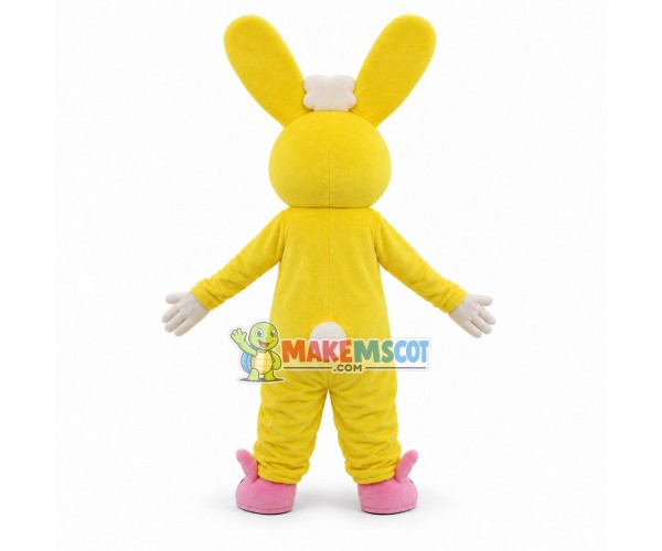 Panic Rabbit In Pink Slippers Mascot Costume Panic Rabbit In Pink Slippers Mascot Costume