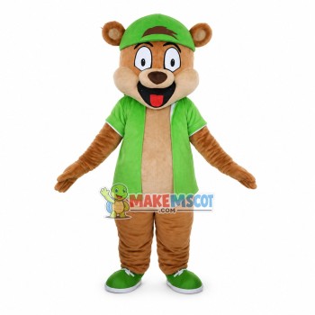 Playing Bear In The Cap Mascot Costume