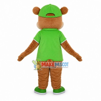 Playing Bear In The Cap Mascot Costume
