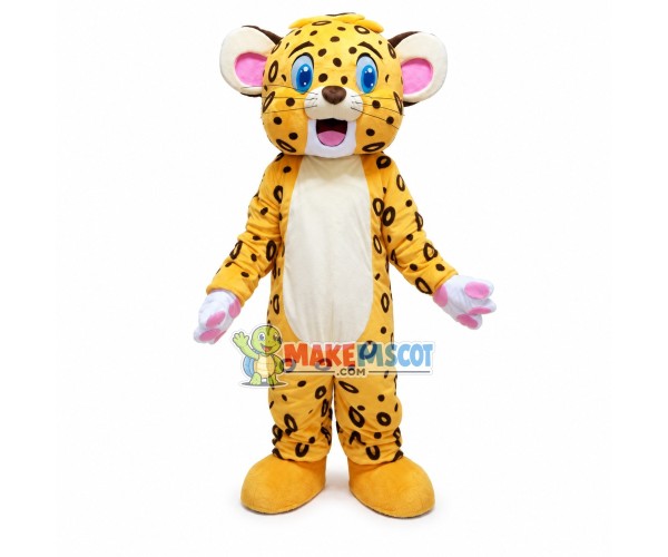 Little Blue-eyed Leopard Mascot Costume Little Blue-eyed Leopard Mascot Costume
