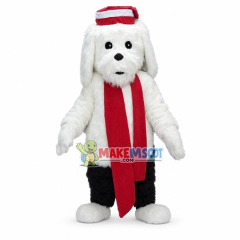 Pure White Dog of Christmas Party Mascot Costume