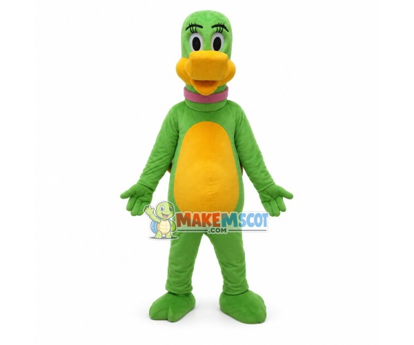 Slim Green Dragon With Choker Mascot Costume Slim Green Dragon With Choker Mascot Costume