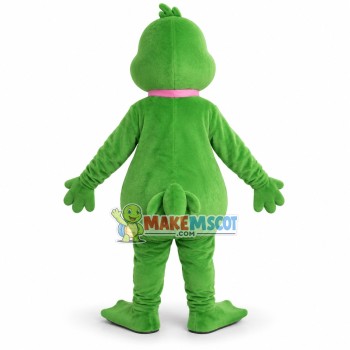 Slim Green Dragon With Choker Mascot Costume Slim Green Dragon With Choker Mascot Costume