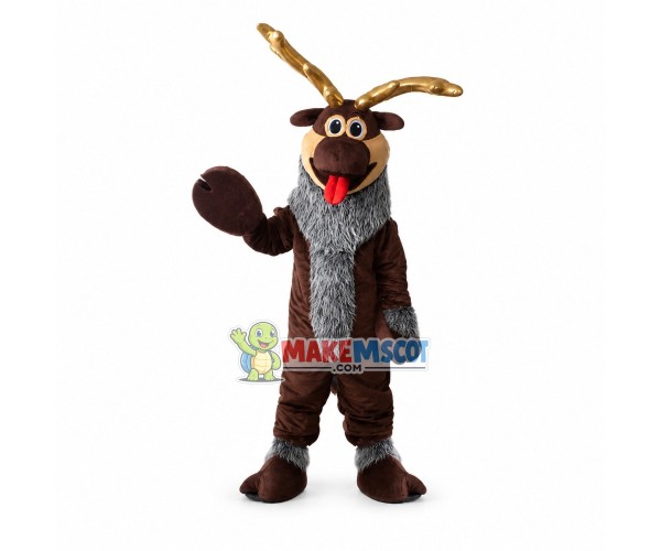 Rare Reindeer With Golden Antlers Mascot Costume Rare Reindeer With Golden Antlers Mascot Costume