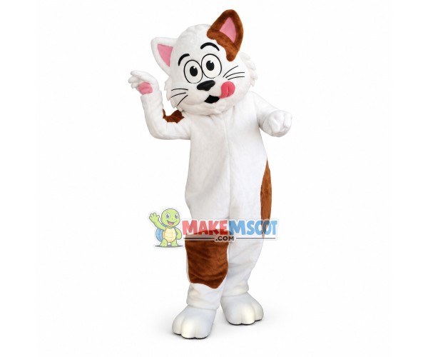Gluttonous Cat With Name Tag Mascot Costume Gluttonous Cat With Name Tag Mascot Costume