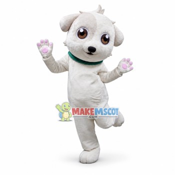 Thumping Amiable White Puppy Mascot Costume Thumping Amiable White Puppy Mascot Costume
