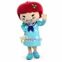 Smiling Boy In Strawberry Hat Mascot Costume