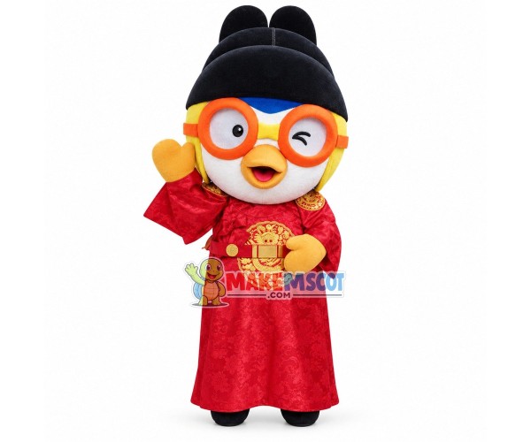 Pororo In The Korean Emperor Suit Mascot Costume Pororo In The Korean Emperor Suit Mascot Costume